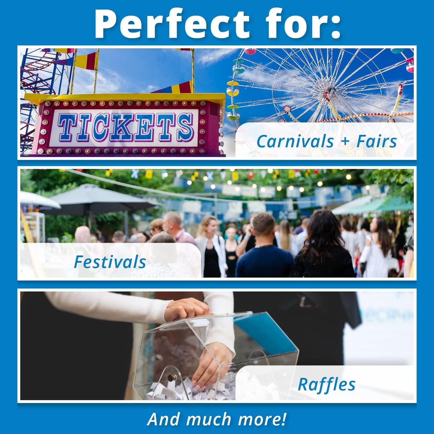 INDIANA TICKET CO. 1,000 Yellow Raffle Tickets Double Roll, Premium Quality 50/50 Raffle Tickets, Tickets for Events, Carnivals, Door Prizes, Drinks and More