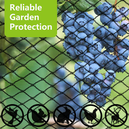 25x50ft Bird Netting, 1 inch Mesh, Heavy Duty Garden Netting for Fruit Trees, Blueberry Bushes, Vegetables, Extra Strong Woven Mesh Against Birds, Deer, Squirrels, Poultry and Other Animals