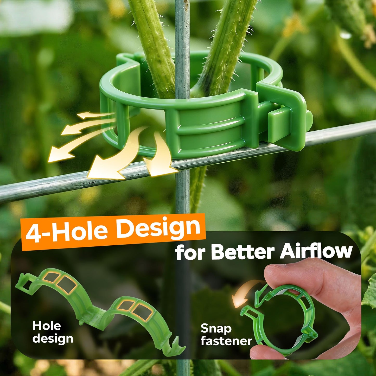 100pcs Tomato Clips for Climbing plants, Plastic Trellis Plant Support Clips for Garden, Reusable Clips for Supporting Grape Tomato Vine and Vegetables Plants to Grow Upright Makes Plants Healthier