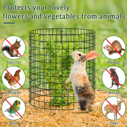 10 Pack Plant Protectors from Animals, 13.5" Dia X 14" H Wire Plant Protector Cage, 30pcs Metal Mesh Garden Cloches to Keep Rabbits, Squirrels and Chicken Out and Protection Vegetables Flowers Shrubs