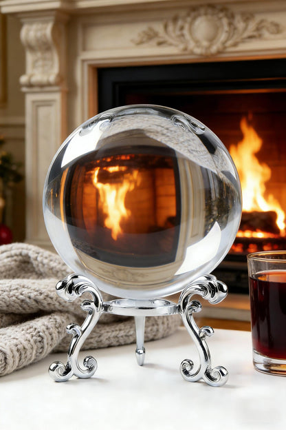 vskikris 3.15in (80mm) Clear Crystal Ball with Sphere Stand - Lens Balls for Photography - Decorative Crystal Ball Fortune Teller Decorations