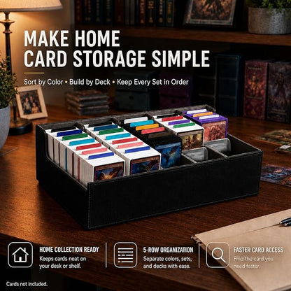 3900+ High-Capacity Card Display Storage Box, 5-Row Design (Ideal for Collectors & Beginners), Heavy-Duty Archival Case for MTG/TCG/Sports Cards, Reinforced Organizer with Shoulder Strap (Black)