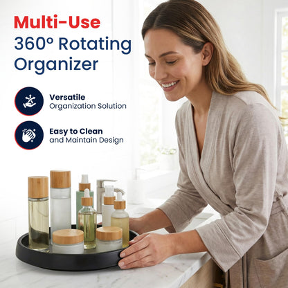 Oizeir 10 Inch Lazy Susan (Set of 4) - Non-Skid Turntable for Cabinet to Maximize Storage and Simplify Accessibility in Kitchen, Bathroom, and Pantry Spaces (Black)