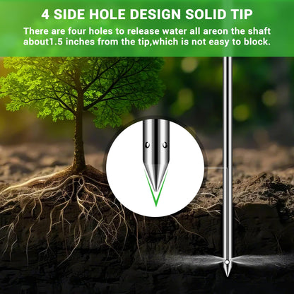 Deep Root Watering Tool for Trees Watering Spike with Fertilizer Bottle | Stainless Steel Root Feeder for Trees Irrigation System for Outdoor Garden, Plant & Shrubs Growth with Brass Valve | T-Handle
