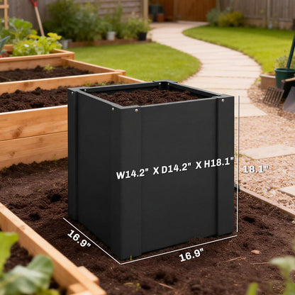 Outsunny Galvanized Tall Outdoor Planter, Metal Square Large Planter Box for Outdoor Plants with Gloves and Open Bottom for Vegetables, Flowers, Herbs, 1.4 x 1.4 x 1.5 ft, Black