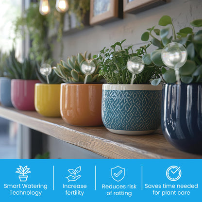 Little Green Leaf Automatic Plant Watering Globes Self Watering Planter Inserts (Set of 4) | Hands Free Clear Glass Bulbs | Planter Spikes to Support Indoor & Outdoor Plant Health (200ml)