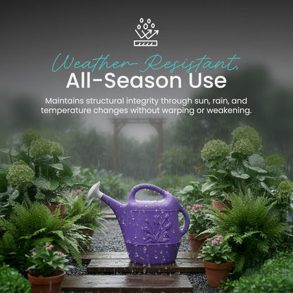 Union Products 63071 2 Gallon Plastic Indoor/Outdoor Watering Can w/ Tulip Design for Garden, Potted Plants, & Patio Pots, Purple