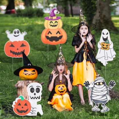 Halloween Yard Signs, 10 Pcs Outdoor Lawn Decorations with Stakes - Sturdy Corrugated Plastic Halloween Decor for Outdoor Holiday Display