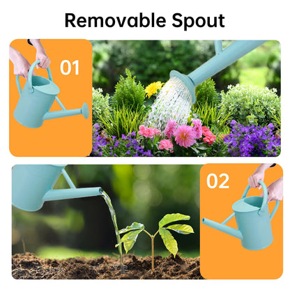 Lechloris Metal Watering Can for Outdoor Plants, 1 Gallon Galvanized Steel Watering Can with Removable spout for Outdoor & Indoor Use, Perfect for Garden Flower, Houseplants, Mint