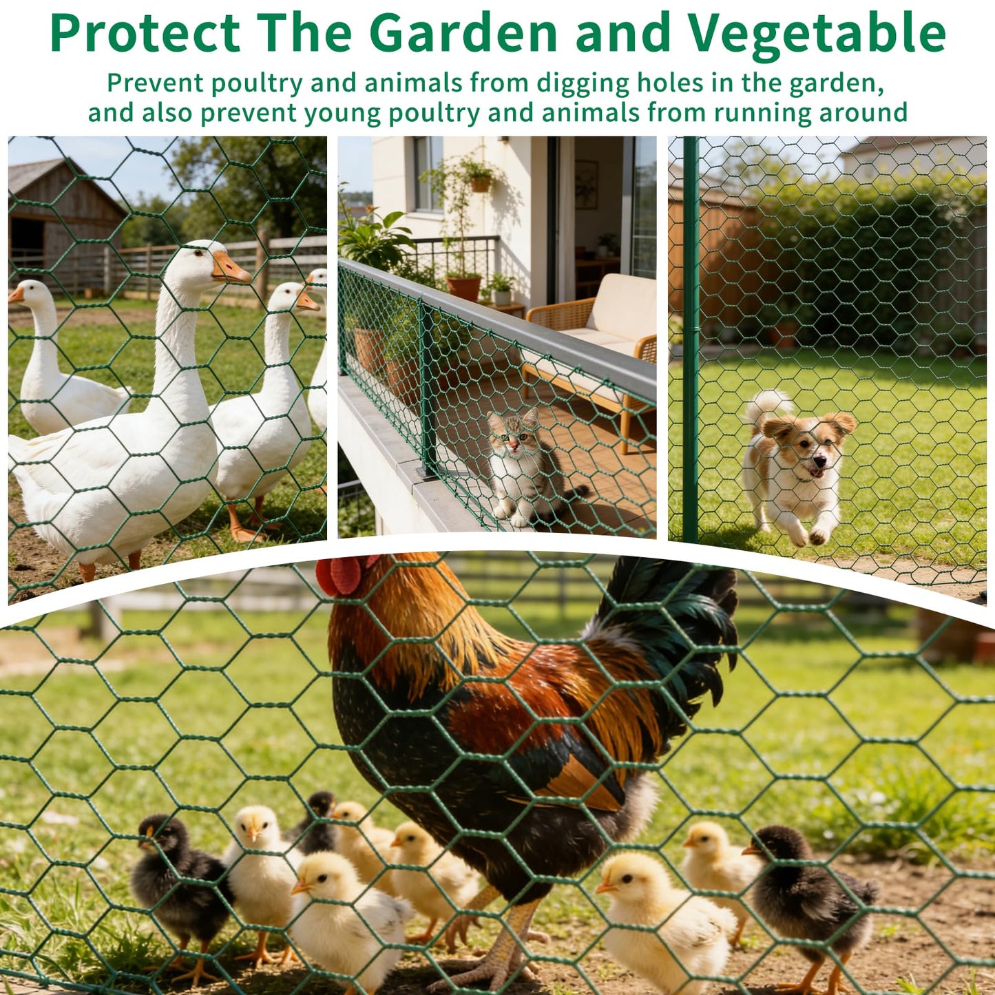 Jcmbreltik Chicken Wire Fencing, Plant Protectors from Animals DIY Kit with Accessories, 15.7x197 Inch Flexible Floral Chicken Wire for Garden & Floral Arrangements