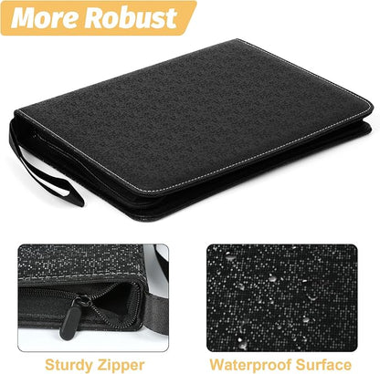 GERMUN 3 Ring 9 Pocket Zipper Card Binder, 720 Double Sided Standard PU Trading Card Album Folder for TCG & Sports Cards, Not Fit Top Loaders(Black2)