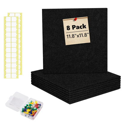 Bulletin Board 47" X 24" Cork Boards for Wall Alternative 8 Pack Black Non-Stripe Felt Bulletin Board 48 Safe Adhesive 35 Push Pins for Office School Home Room Decor