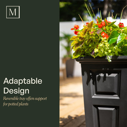 Mayne Wyndham 24-Inch Tall Planter – Self-Watering, Weather-Resistant Planter for Flowers – Durable Indoor/Outdoor Design for Patio, Porch, or Entryway