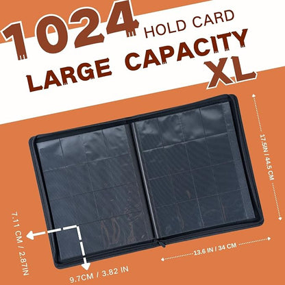 1000+ Pockets Trading Card Binder, 16-Pocket Card Ablum Compatible with MTG,Sports Cards & Other Standard Size Trading Cards (Orange)