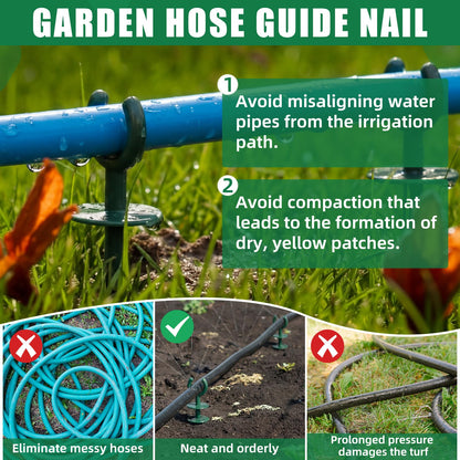 Yalikop 16 Pcs 3/4'' Garden Hose Guide Stakes Bulk Garden Guards Holder Spike for Plant-Saving Outside Yard Lawn to Preventing Hose Tangles and Protecting Plants