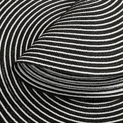 SHACOS 15 inch Round Braided Placemats Set of 6 Non Slip Washable Fabric Kitchen Table Place Mats Heat Resistant Table Mats for Home Wedding Party, Black White