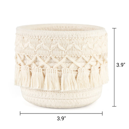 Mkono 3 Pack Macrame Baskets and Key Holder for Wall