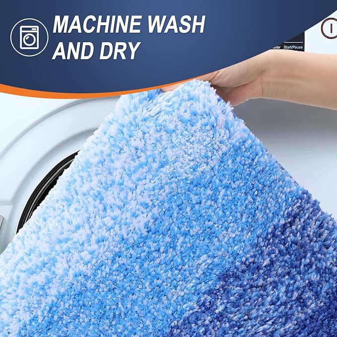 OLANLY Bathroom Runner Rugs Mat 44x24, Extra Soft Absorbent Microfiber Bath Rugs, Rubber Backing, Quick Dry, Long Bath Mats for Bathroom, Tub and Shower, Home Decor Accessories, Light Royal Blue