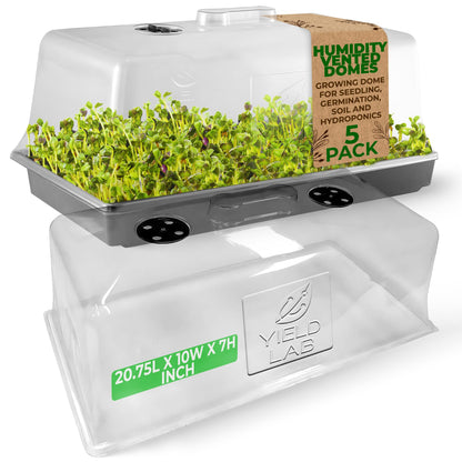 Yield Lab 7 Inch Propagation Dome - 5 Pack Humidity Vented Domes – Plant Growing Dome for Seedling, Germination, Soil & Hydroponic Horticulture