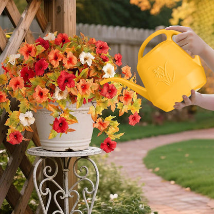 VKPLITE Hand Plastic Watering Can - for Indoor and Outdoor Home Garden Plants - with Long Spout - Orange - 1/2 Gallon