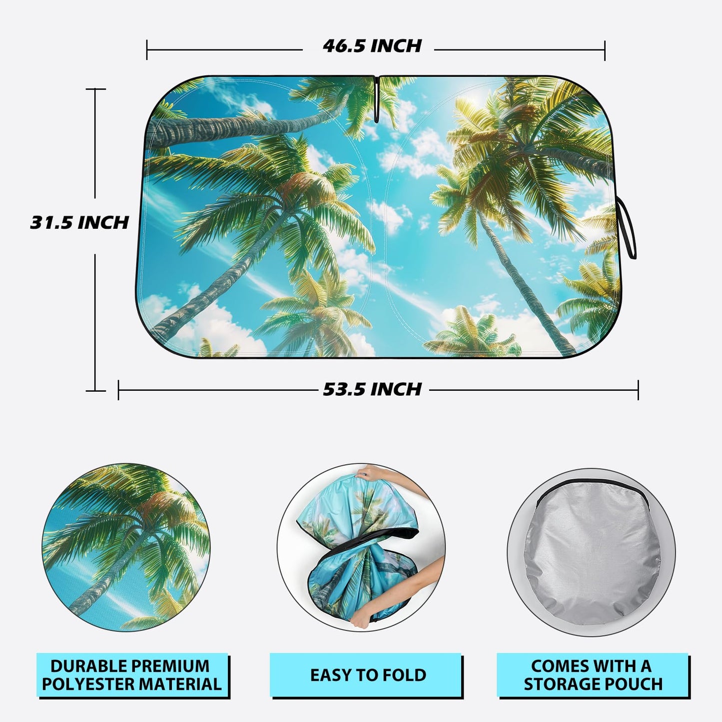 Windshield Sun Shade - Car Windshield Sun Shade for UV Protection Heat Reduction 2025 Sun Visor for Car Interior (55"x31.5")