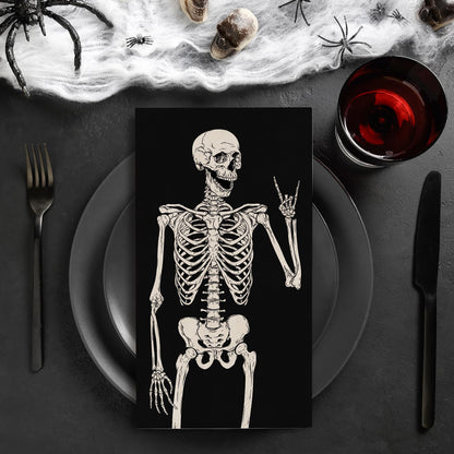 80Pcs Halloween Guest Napkin Black Skeleton Disposable Paper Napkins Dinner Hand Napkins for Home Party Supplies Table Decor