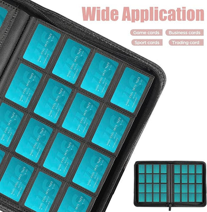 Card Binder 16 Pocket with Zipper, 1024 Pockets Trading Card Holder Book, Premium PU Cover Zip Folder Binder, Side Loading Carrying Case Binder Album for TCG, MTG, Sports Cards, Game Cards