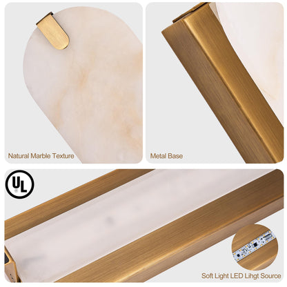 ZEROUNO Alabaster Wall Sconces, 14.2 inch Wall Sconce, Natural Marble Wall Sconces Wall Lighting Set of Two, Dimmable Light Fixtures for Bedroom Living Room Stairs Vanity Hallway Bedside