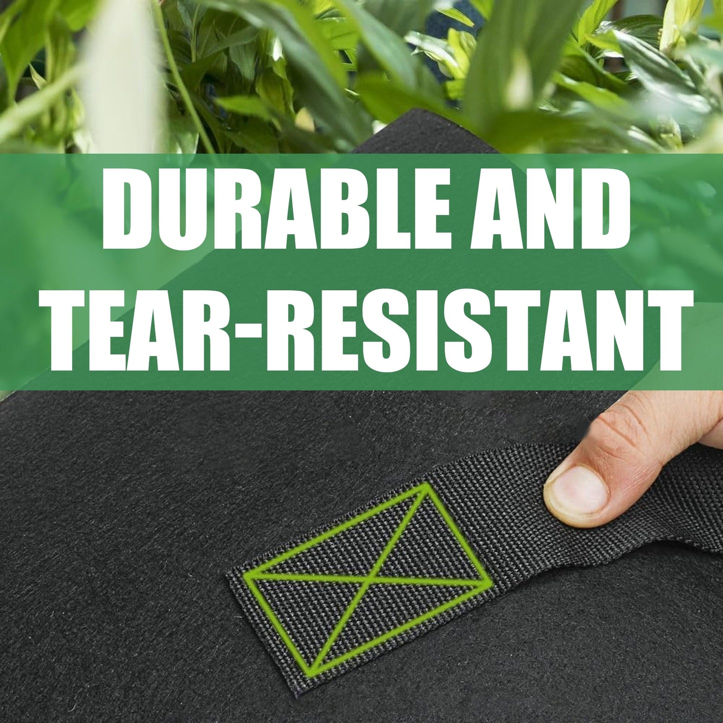 FVOTNW 2-Pack 20 Gallon Fabric Grow Bags with Handle, Heavy Duty 300G Thickened Nonwoven with Handles and Reusable, Suitable for Garden Vegetables,Fruits and Flowers(Black)