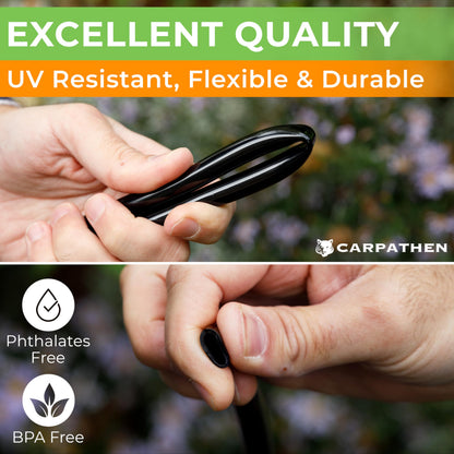 CARPATHEN Drip Irrigation Tubing - 200 ft Black Mainline - (5/16" ID - 7/16" OD) - PVC Water Line