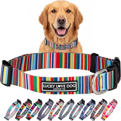 Lucky Love Dog - Adjustable Dog Collar with Easy Click Buckle for Large Ones, Durable, & Comfortable for Male & Female Dogs, Pet Collar for Puppies & Adult Dogs - Hippie, Large