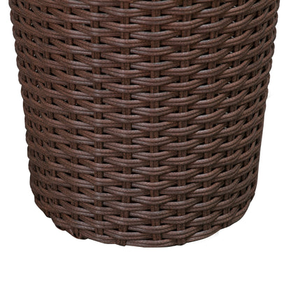 Balkene Home Noah Round Wicker Planter Tall Planter Decor Box for Adaptable Outdoor Furnishings All Weather Versatile Perfect Patio Herb Garden Living Space - 2 Piece Set - Mocha