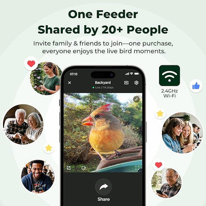 Kiwibit Smart Bird Feeder 4K AI Camera with Solar Panel, No Subscription, Lifetime AI Feature Included, 4K Video Live Stream, 8MP Photos Auto Capture, Bird Species Identification, Bird Notification