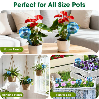 VZZNN 20 Pack Hard Plastic Plant Watering Globes (Blue) - Transparent Self Watering Globes for Indoor & Outdoor Potted Plants, Vacation Plant Care, Water Conservation Device