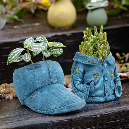 Creative Denim Pants Outdoor Flower Pots, Small Cute Resin Planters Indoor Plant Pot Decorative Garden Yard Table Ornaments Jeans Denim Pants Shape Figurines Statues for Home Living Room Outdoor