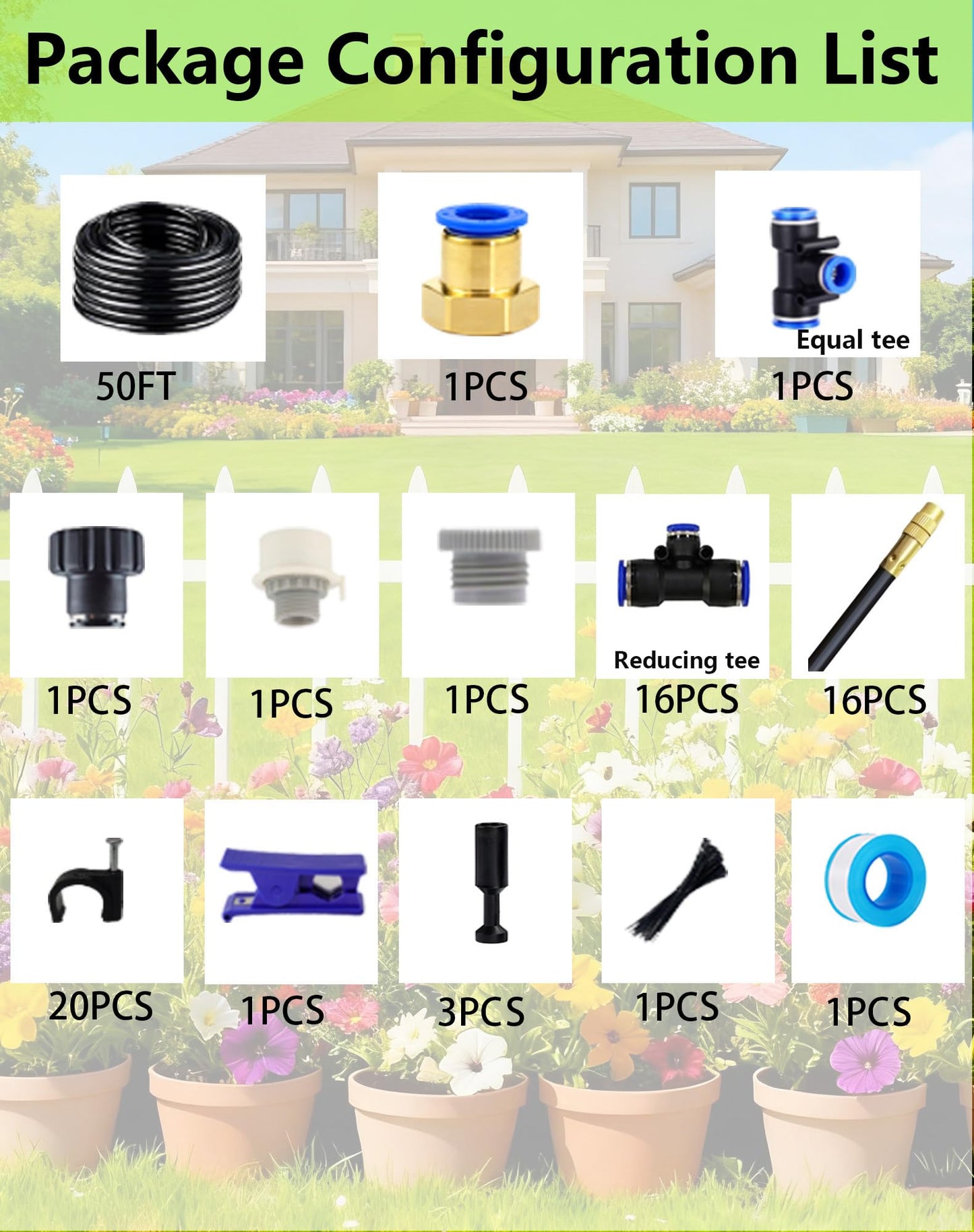 Drip Irrigation System,Automatic Garden Watering System,360° Adjustable Spray Sprinkler Kit, Easy Installation No Tools, Fine Mist Watering for Garden,Patio,Potted Plants,Courtyard Watering System
