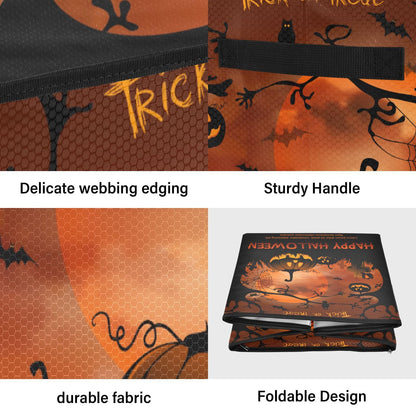 YETTASBIN Halloween Pumpkin Large Christmas Ornament Storage Box with Zipper & Adjustable Dividers, Storage Container with Lid & Handles for 64 Holiday Ornaments 3-Inch, 13 x 13 Inch