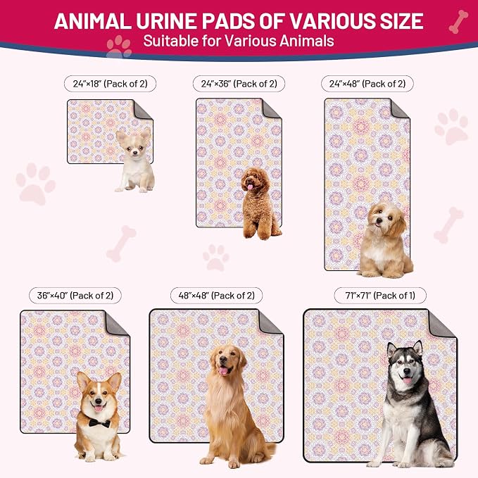 Washable Dog Pee Pads - Absorbent Reusable Puppy Training Pads, Waterproof Leak - Proof & Non - Slip for Crate Whelping Potty Training 48x48 (Pack of 2)