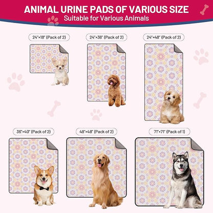 Washable Dog Pee Pads - Absorbent Reusable Puppy Training Pads, Waterproof Leak - Proof & Non - Slip for Crate Whelping Potty Training 24x48 (Pack of 2)