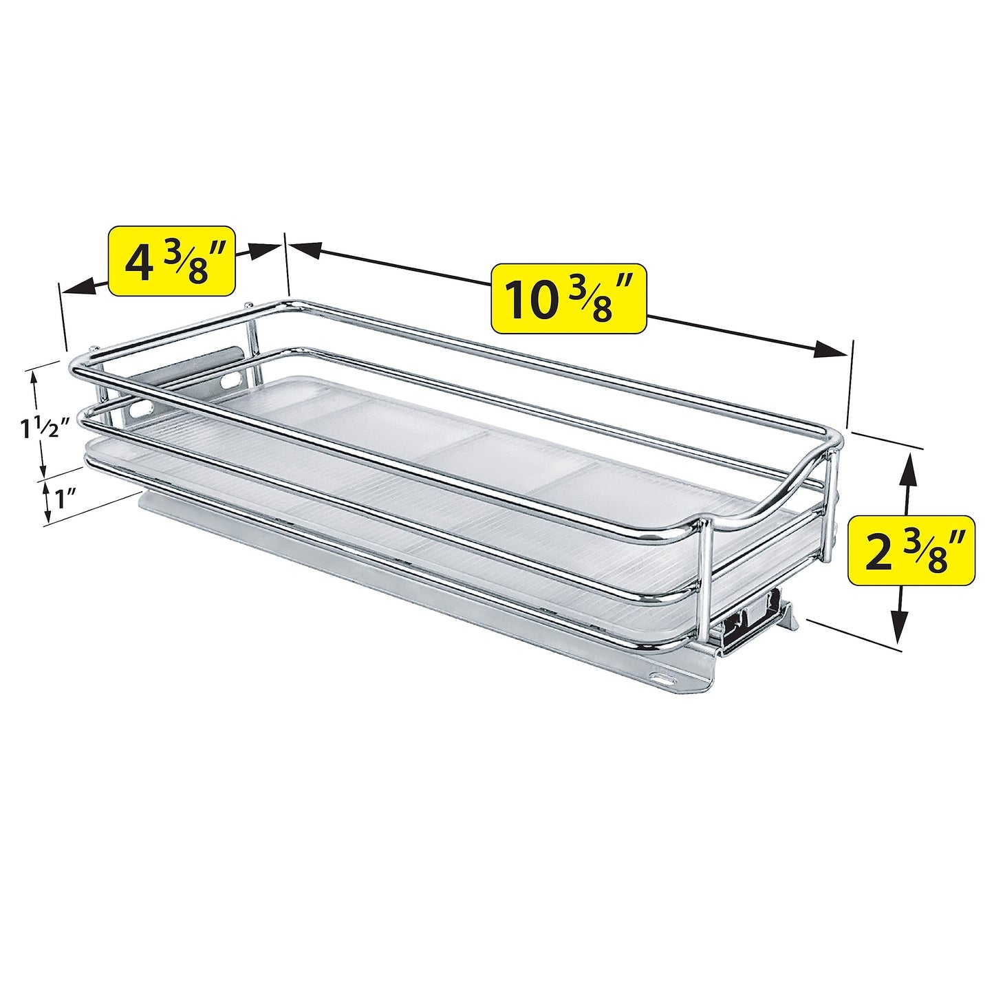 LYNK PROFESSIONAL® Pull Out Spice Organization for Cabinets - 4-3/8 inch Wide – Spice Rack for Inside Cabinets, Slide Out Spice Rack Organizer for cabinet – Pull Out Spice Rack, Sliding 1 Tier Chrome