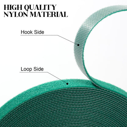GCTWFYK 4 Roll Plant Tape Garden Ties, 131 Ft Green Plant Ties for Climbing Plants, 1/2" Adjustable Twist Ties for Plants Support, Reusable Nylon Gardening Tape for Growing, Home, Office