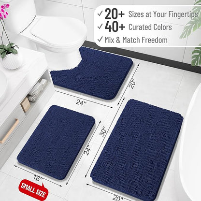 OLANLY Large Bathroom Rugs 44x32, Soft Absorbent Chenille Bath Rugs, Rubber Backing Quick Dry, Machine Washable Bath Mats for Bathroom Floor, Tub and Shower, Home Decor Accessories, Twilight Sapphire