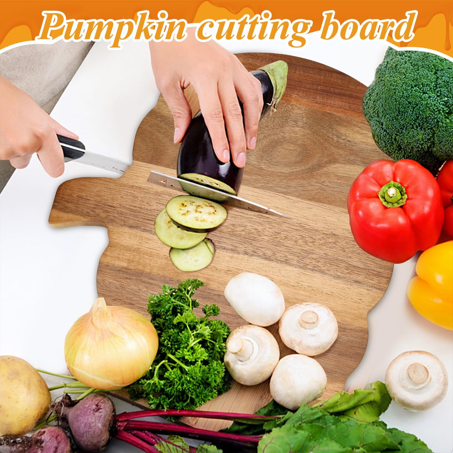 Halloween Charcuterie Board Gifts Pumpkin Shaped Wooden Cutting Boards for Kitchen Fall Serving Platter Turkey Thanksgiving Cheese Board Wood Halloween Trays Decor Modern Pumpkin Dishes Decoration
