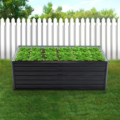 Thanaddo Galvanized Raised Garden Bed 6x3x2ft Outdoor Planter Box Galvanized Steel Garden Bed Kit for Vegetables, Flowers, Herbs and Succulents Black