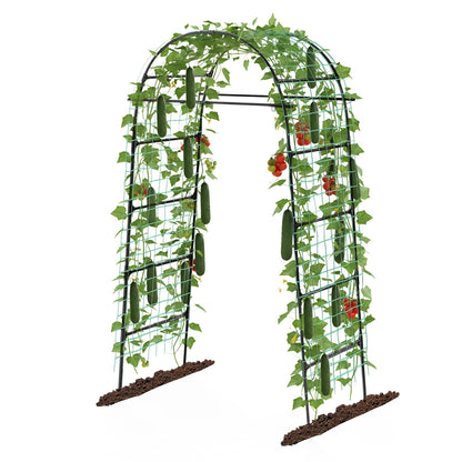 Garden Arch Trellis for Climbing Plants, 82 Inch Tall Grape Trellies for Outdoor,Flower Vegetable Tomato Cucumber Trellis with Clamp Netting, Metal Vine Plants Support for Wedding Garden Decoration