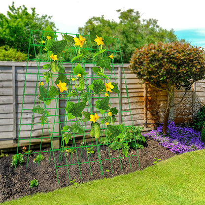DoCred Cucumber Trellis, 59" High 2 Pack Foldable A Frame Trellis for Raised Bed Climbing Plants, Vegetables, Includes Plant Support Clips, Twist Ties, Plastic Ties- Made from PVC-Coated Steel