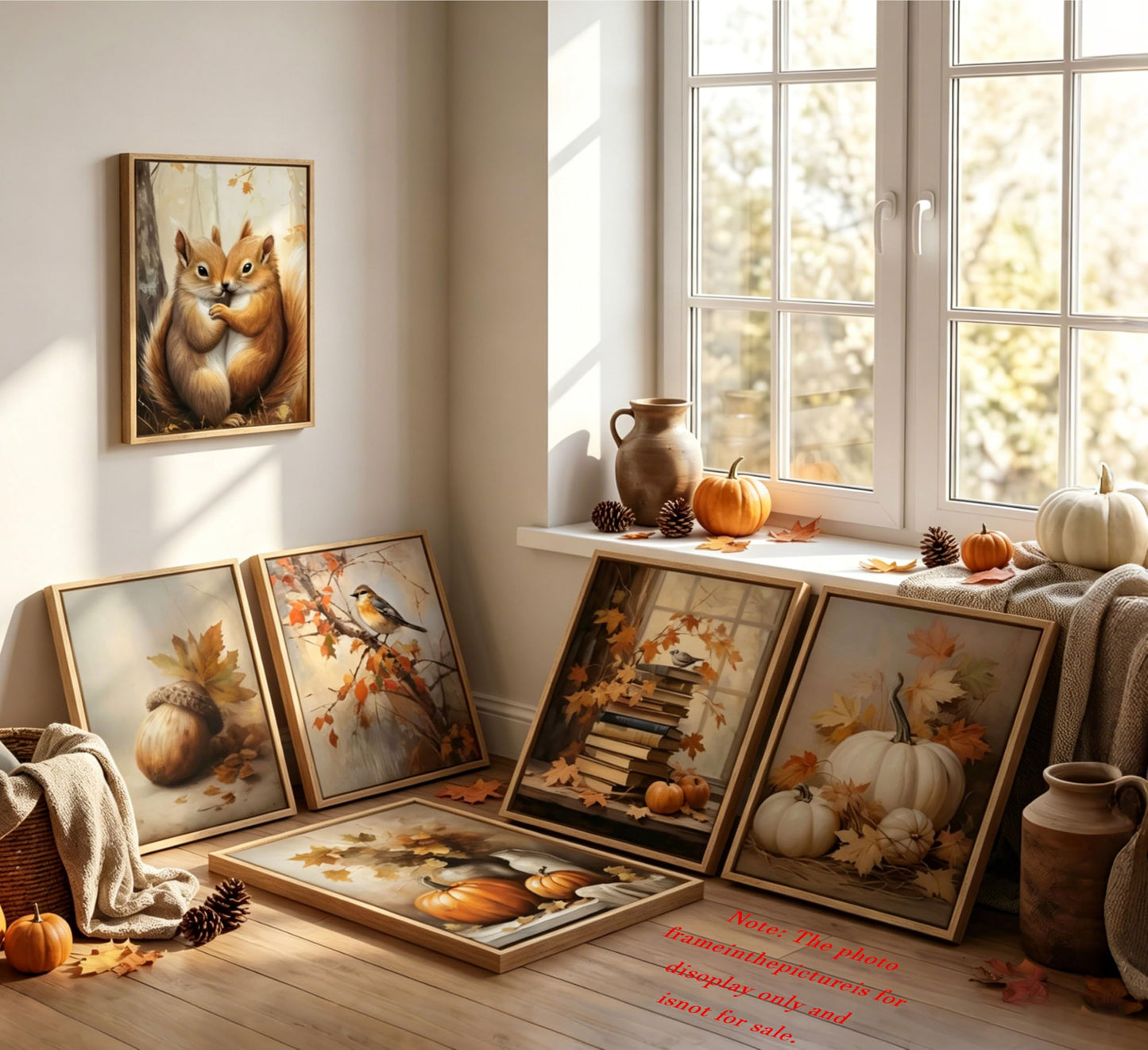 Bexzeak 6PCS Vintage Fall Scenery Nature Fall Leaf Canvas Wall Art Unframed