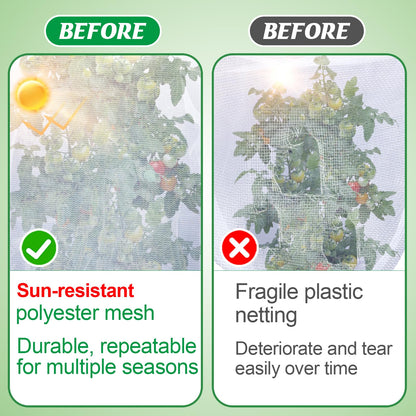 9 Pack Garden Bird Netting for Plants - 3 Size Sun Resistant Blueberry Tomato Protecting Netting with Drawstring, Fine Mesh Fruits Tree Protection Barrier for Block Squirrels Deer