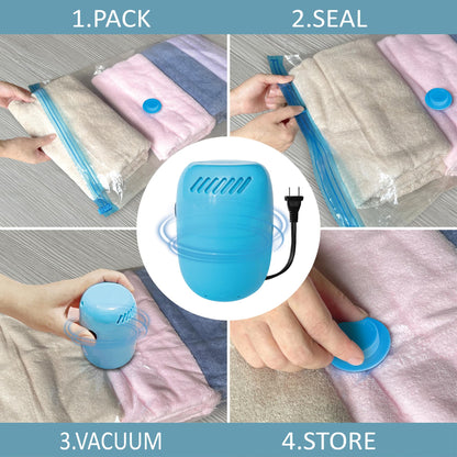 Vacuum Storage Bags with Electric Pump, 12 Combo (2Jumbo/2Large/4Medium/4Small) Space Saver Bags Vacuum Seal Bags with Pump, Space Bags, Vacuum Sealer Bags for Clothes, Comforters, Blankets, Bedding