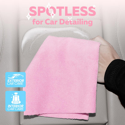 Fantasticlean XL Tear-Away Microfiber Cleaning Cloth Roll, 16'' by 16''- 36 Sheets, Thick & Large Detailing Towels, Ultra Absorbent, Lint-Free Reusable Wipes for All-Around Cleaning (Glossy Pink)